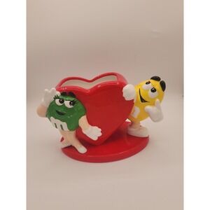 Genuine Mars Brand M&M Heart Shaped Candy Holder/ Vase -Damaged Arm Green M&M
